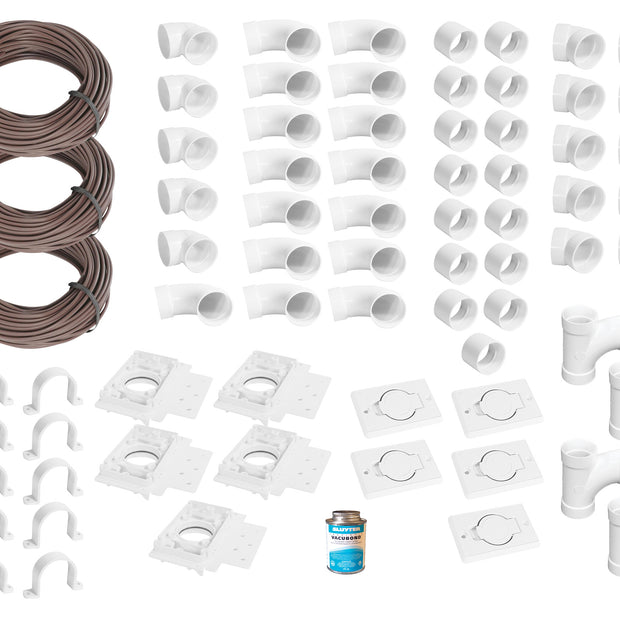 Installation Kit for Central Vacuum - 5 Inlets - with Accessories