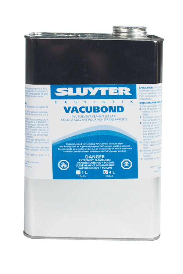Pvc Solvent Glue - 4 L - Clear - for Central Vacuum Pipes and Fittings - Sluyter 10446