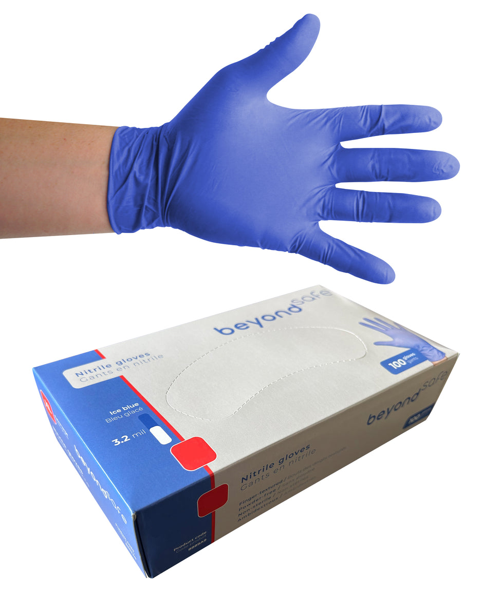Nitrile Disposable Gloves - 3.2 mm - Large - Powder-Free - Finger-Textured - Transform 100 - Blue - Aurelia 9889A8 - Box of 100