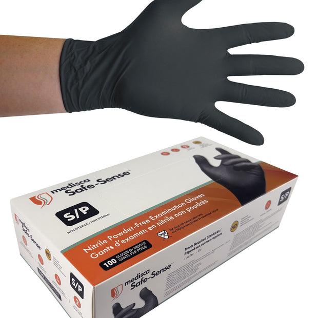 Nitrile Disposable Gloves - Small - 5 mm - Powder-Free - Textured - Bold - Black - Aurelia 73996 - Box of 100