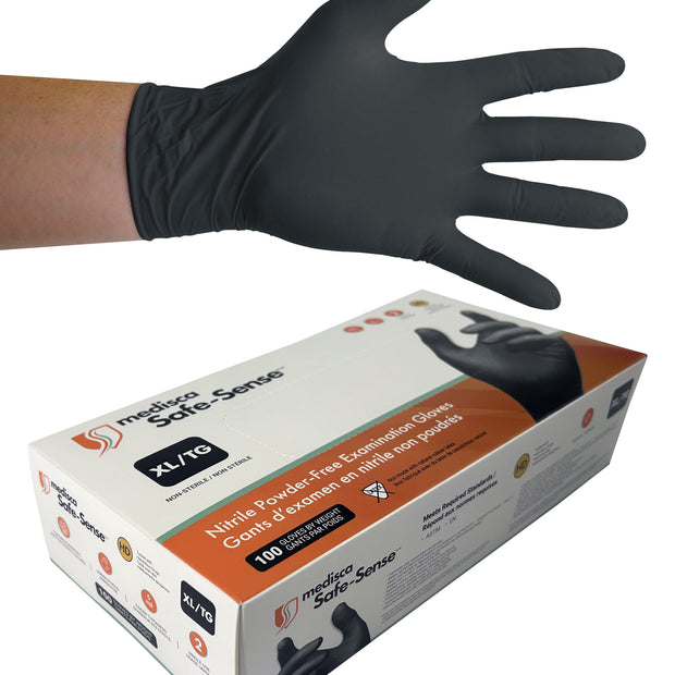 Nitrile Disposable Gloves - Extra Large - 5 mm - Powder-Free - Textured - Bold - Black - Aurelia 73999 - Box of 100