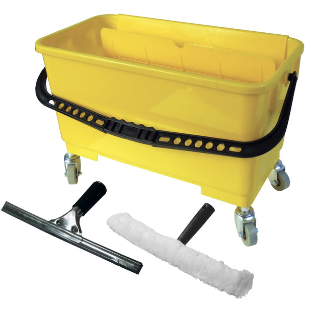 Window Cleaning Bucket with 14"  squeegee and Strip Washer