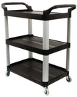 Service / Utility Cart - 3 Shelves - 4 Swivel Casters / Wheels - Black - Weight 29.9 lb (13.6 kg) - Dimensions 33