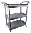 Service / Utility Cart - 3 Shelves - 4 Swivel Casters / Wheels - Grey