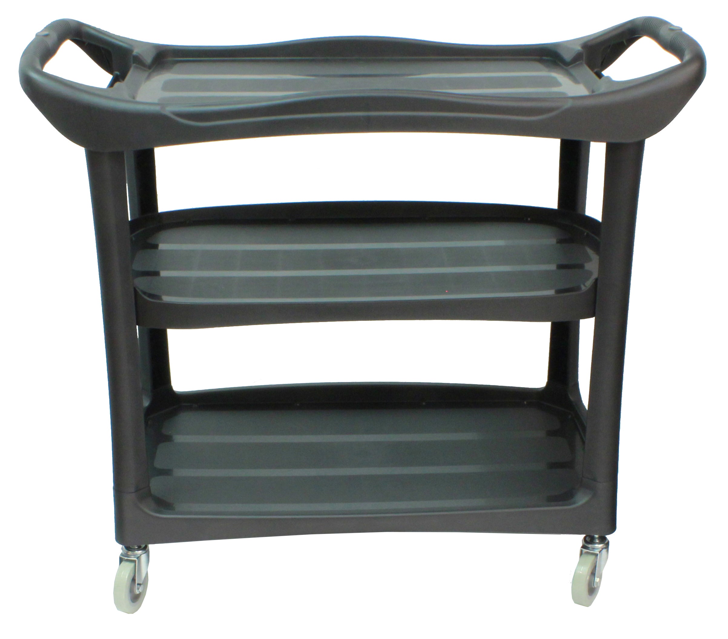 Service / Utility Cart - 3 Shelves - 4 Swivel Casters / Wheels - Rubbermaid - Black