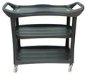 Service / Utility Cart - 3 Shelves - 4 Swivel Casters / Wheels - Rubbermaid - Black