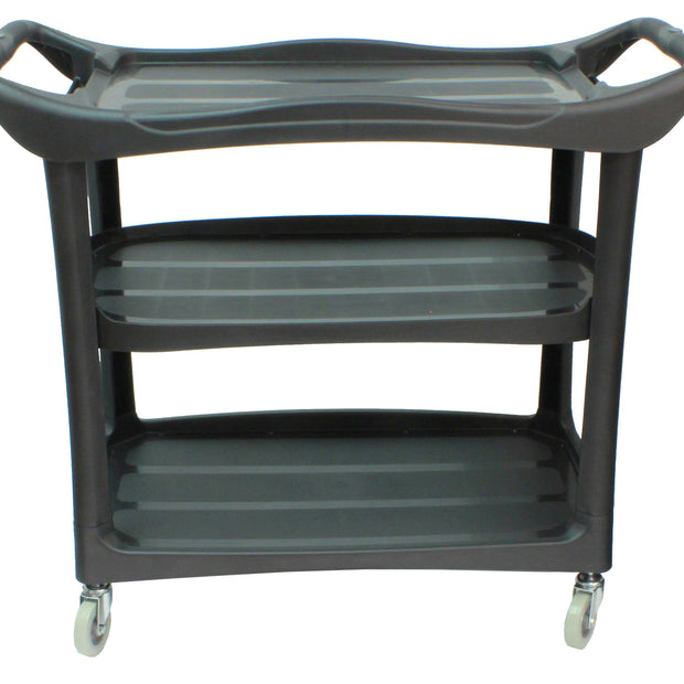 Service / Utility Cart - 3 Shelves - 4 Swivel Casters / Wheels - Rubbermaid - Black