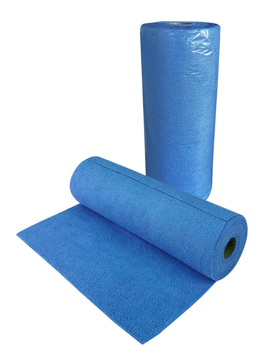 Microfiber Roll Cloths - 1 Roll of 12" x 12" (40 Sheets) - Blue