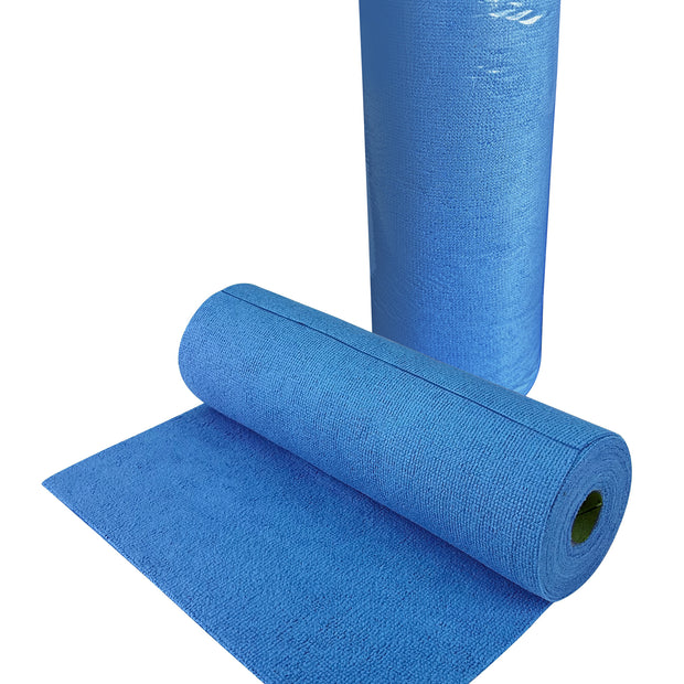 Microfiber Roll Cloths - 1 Roll of 12" x 12" (40 Sheets) - Blue