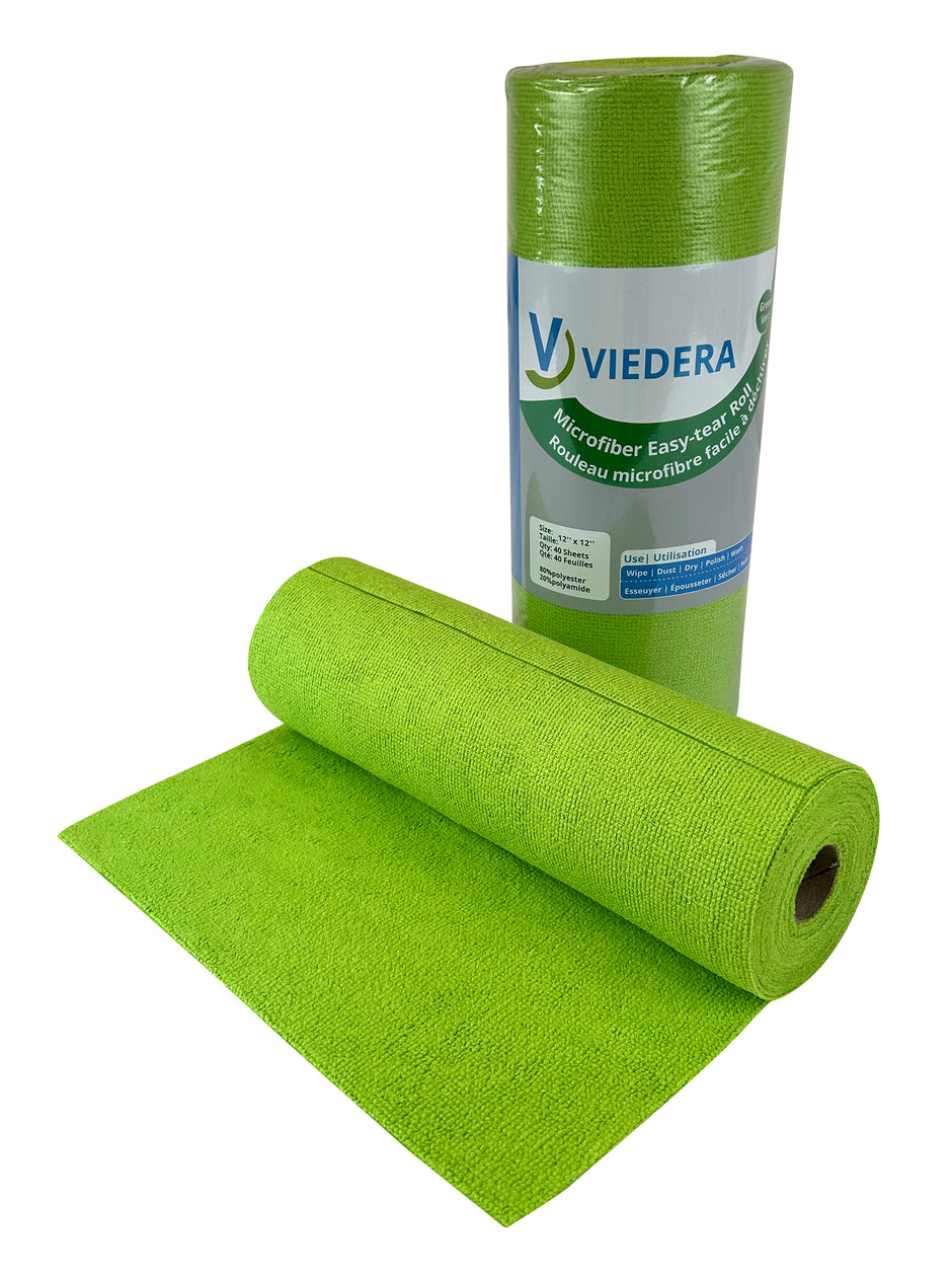 Microfiber Roll Cloths - 1 Roll of 12" x 12" (40 Sheets) - Green