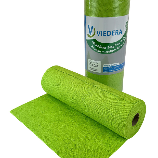 Microfiber Roll Cloths - 1 Roll of 12" x 12" (40 Sheets) - Green