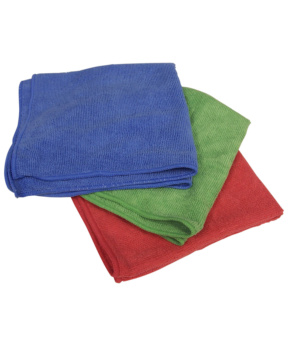 Multi-Purpose Microfiber Cloth - 16'' x 16'' (40.6 cm x 40.6 cm) - 3 Colors, Red, Green and Blue - Pack 0f 75 (25 of Each Color)