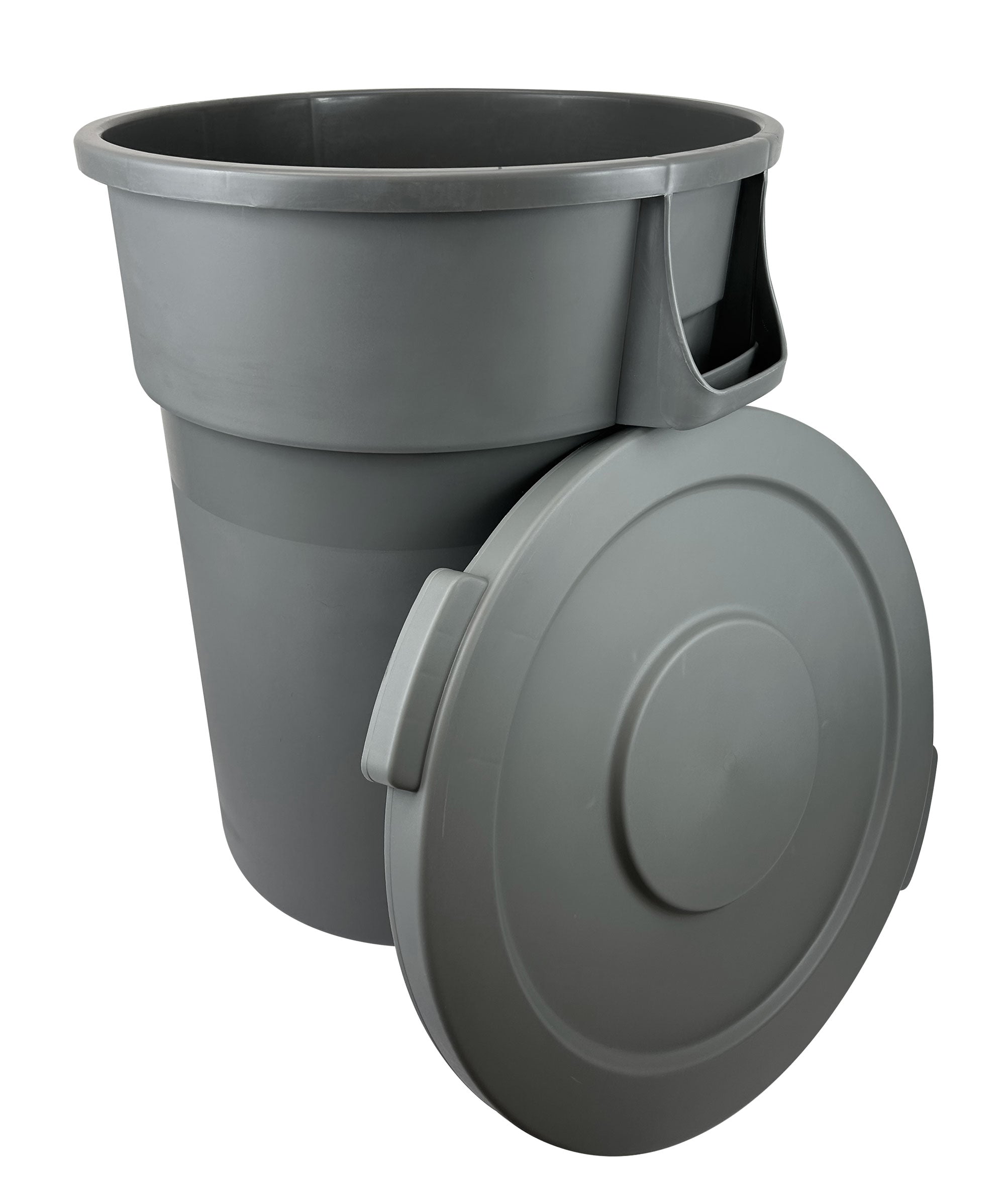 Round Trash Garbage Can Bin with Lid - 44 gal  (167 L) - Grey