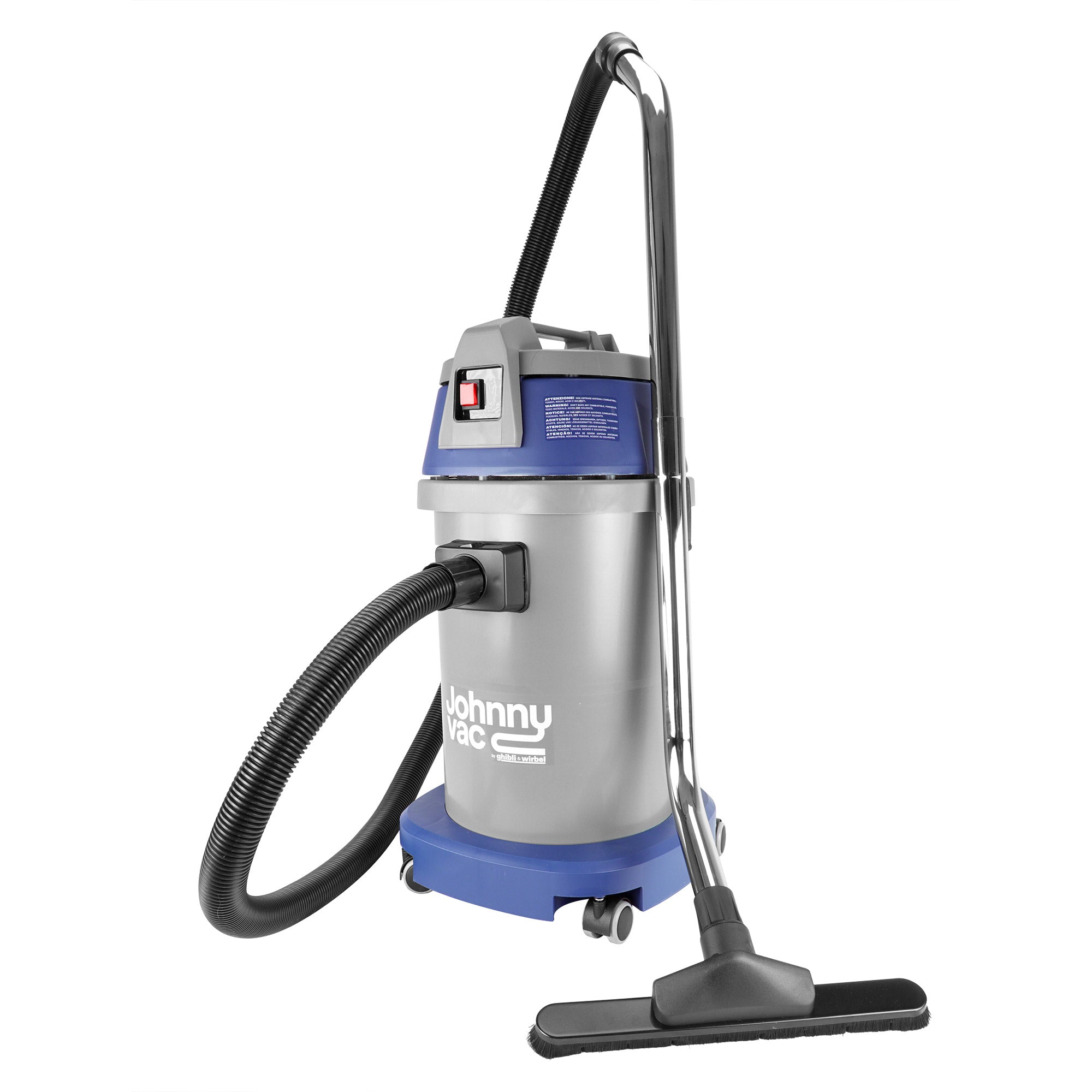 Wet & Dry Commercial Vacuum - 8 Gal (25 L) Capacity - 8'' (2.5 m) Hose - Metal Wands - Brushes and Accessories Included - Height 29