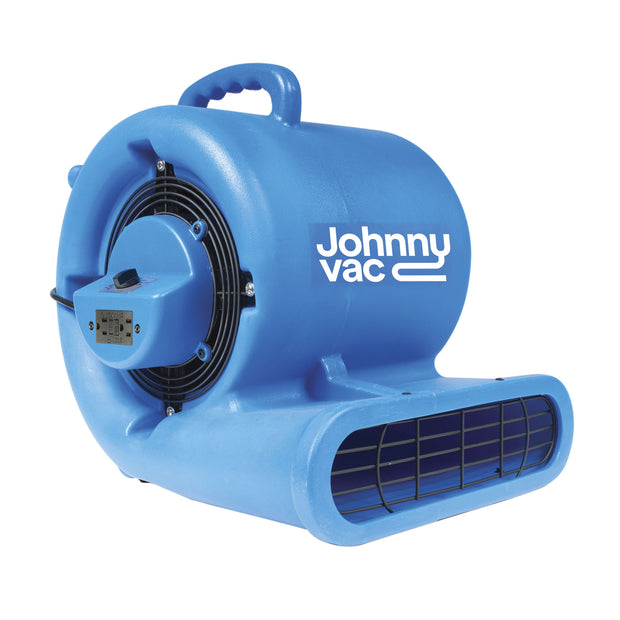 Blower / Fan / Floor Dryer - Johnny Vac - Fan Diameter 9.5" - 3 Speeds - with Handle - Integrated Electrical Inlet - Blue