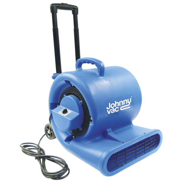 Portable Floor Blower / Fan / Floor Dryer - Johnny Vac - Fan Diameter 9.5" - 3 Speeds with Telescopic Handle and Wheels - Blue