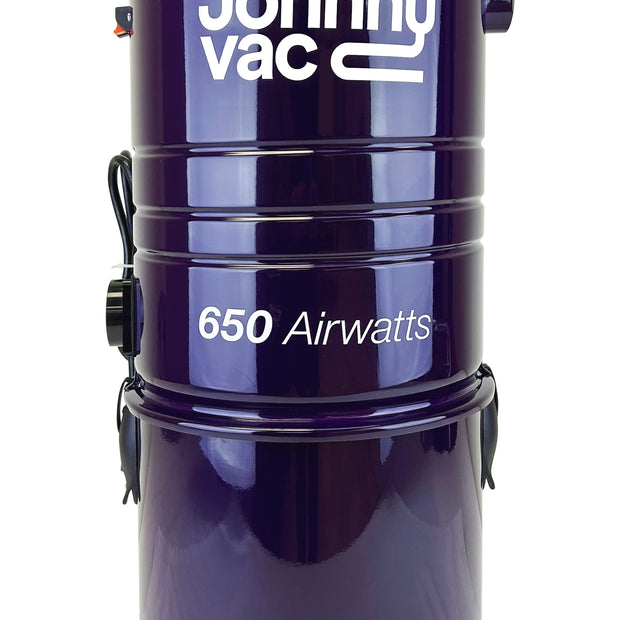 Central Vacuum Johnny Vac - Silent - 650 Airwatts - 5 gal (19 L) Tank Capacity - Wall Mount Bracket - Microtex Filter - HEPA Bag