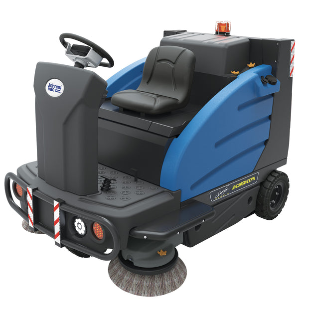 Industrial Ride-On Sweeper Machine JVC59SWEEPN from Johnny Vac - 59" (1498 mm) Cleaning Path - Battery & Charger Included