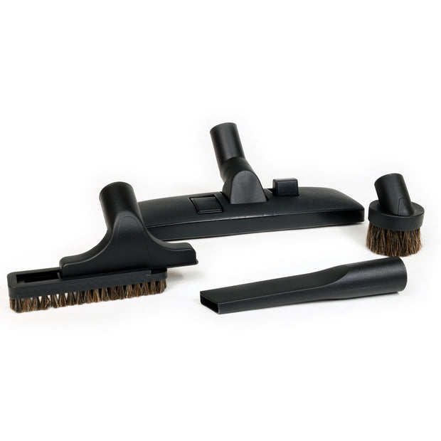 Brush Kit - 12" (30.5 cm) Combined Floor and Carpet Brush - Dusting Brush - Upholstery Brush - Crevice Tool - 1 Â¼ " (31.75 mm) dia  - Fits All - Black