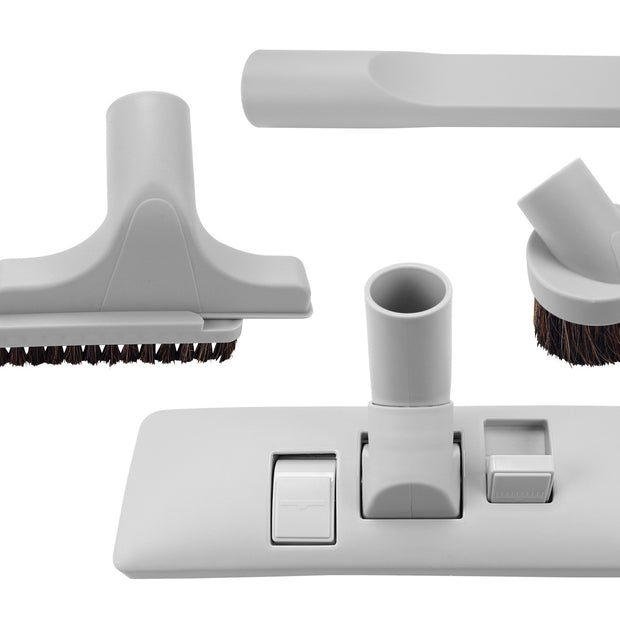Brush Kit - 12" (30,5 cm) Combined Floor and Carpet Brush - Dusting Brush - Upholstery Brush - Crevice Tool - 1 Â¼ " (31.75 mm) dia  - Fits All - Grey