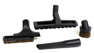 Central Vacuum Brush Kit - Floor Brush on Wheels - Dusting Brush - Upholstery Brush - Crevice Tool - Black