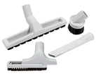 Central Vacuum Brush Kit - Floor Brush on Wheels - Dusting Brush - Upholstery Brush - Crevice Tool - Grey