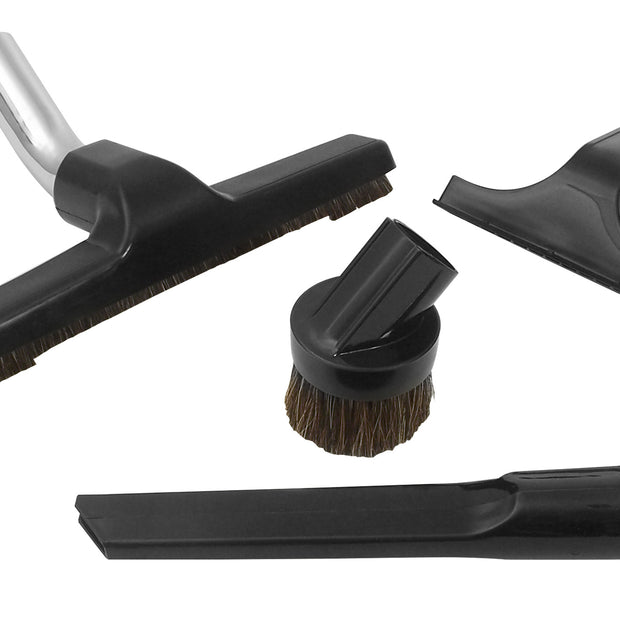 Central Vacuum Brush Kit - 10" (25.4 cm) Floor Brush - Dusting Brush - Upholstery Brush - Crevice Tool - Black