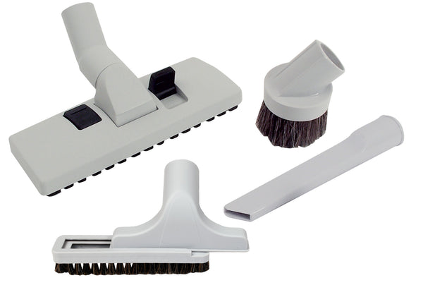 Central Vacuum Brush Kit - Combined Carpet and Floor Wessel-Werk Brush 11" (27.9 cm) - Dusting Brush - Upholstery Brush - Crevice Tool - Grey