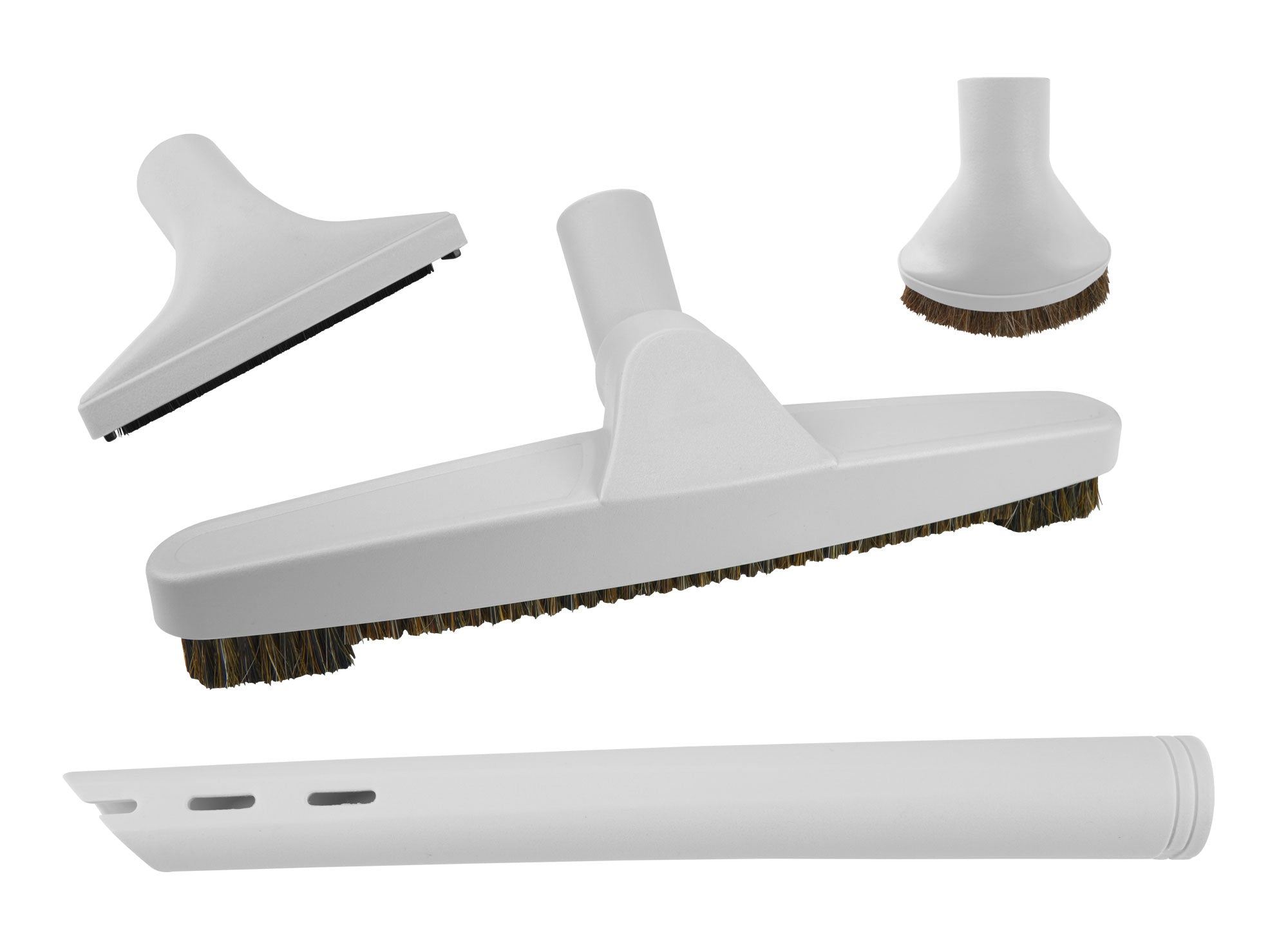 Central Vacuum Brush Kit - Floor Brush - Dusting Brush - Upholstery Brush - Crevice Tool - Grey