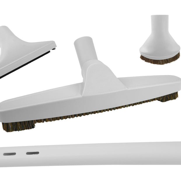 Central Vacuum Brush Kit - Floor Brush - Dusting Brush - Upholstery Brush - Crevice Tool - Grey