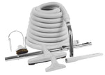 Central Vacuum Kit - 30' (9 m) Hose with Cuff and Handle - Floor Brush - Dusting Brush - Upholstery Brush - Crevice Tool - Telescopic Wand - Hose Hanger - Grey
