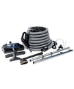 Central Vacuum Kit - 35' (10 m) Silver Electric Hose - Black Power Nozzle - Floor Brush - Dusting Brush - Upholstery Brush - Crevice Tool - 2 Telescopic Wands - Hose and Tools Hanger - Black