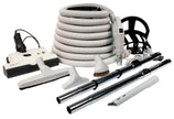 Central Vacuum Kit - 30' (9 m) Electrical Hose - SEBO Power Nozzle - Floor Brush - Dusting Brush - Upholstery Brush - Crevice Tool - 2 Telescopic Wands - Hose and Tools Hangers - Light Grey