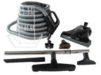 Central Vacuum Kit - 30' (9 m) Silver Hose - Turbocat EX Air Nozzle - Floor Brush - Dusting Brush - Upholstery Brush - Crevice Tool - Telescopic Wand - Hose and Tools Hangers - Black