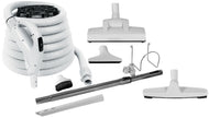 Central Vacuum Kit - 30' (9 m) Hose Value Flex with On/Off Switch - Wessel-Werk Air Nozzle - Multiple Brushes