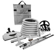 Central Vacuum Kit - 35' (10 m) Electrical Hose with Gas Pump Handle - Power Nozzle Wessel-Werk - Floor Brush - Dusting Brush - Upholstery Brush - Crevice Tool - 2 Telescopic Wands - Hangers - Grey