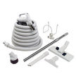Central Vacuum Kit - 30' (9 m) Hose - Combined Floor and Carpet Brush Wessel-Werk - Dusting Brush - Upholstery Brush - Crevice Tool - Telescopic Wand - Hose and Tools Hangers - Grey