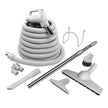 Central Vacuum Kit - 40' (12 m) Hose - Floor Brush Wessek-Werk - Dusting Brush - Upholstery Brush - Crevice Tool - Telescopic Wand - Hose and Tools Hangers - Grey
