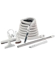 Central Vacuum Kit - 40' (12 m) Hose - Floor Brush - Dusting Brush - Upholstery Brush - Crevice Tool - Telescopic Wand - Hose and Tools Holders - Grey