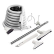Central Vacuum Kit - 45' (1 m) Hose Gas Pump Handle - Floor Brush - Dusting Brush - Upholstery Brush - Crevice Tool - Telescopic Wand - Hose and Tools Holders - Grey
