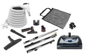 Central Vacuum Kit - 30' (9 m) Electrical Hose with On/Off Switch - Power Nozzle - Multiple Brushes