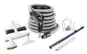 Central Vacuum Kit - 30' (9 m) Hose with On/Off Switch - Air Nozzle - Multiple Brushes
