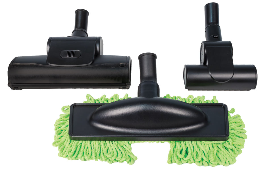 Set of 3 Brushes with 2 Air Brooms and 1 Microfibre Bush for Hard Floors - Black