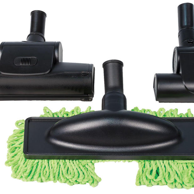 Set of 3 Brushes with 2 Air Brooms and 1 Microfibre Bush for Hard Floors - Black