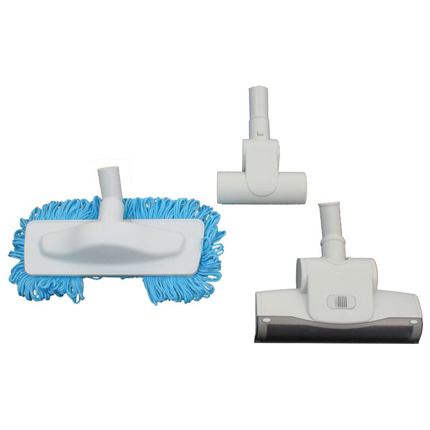Set of 3 Brushes with 2 Air Brooms and 1 Microfibre Bush for Hard Floors - Grey