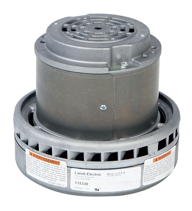 Bypass Vacuum Motor - 7.2" dia - 2 Fans - 120 V - 14.2 A - 1543 W - 399 Airwatts - 8113.4" Water Lift - 115.7 CFM - Lamb / Ametek 115330 (b)
