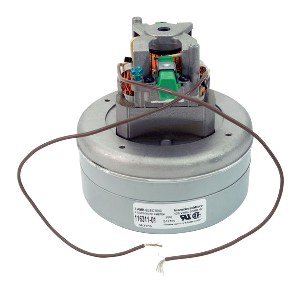 Thru-Flow Vacuum Motor - 5.7" dia - 2 Fans - 120 V - 8.3 A - 245 Airwatts - 93.7"  Water Lift - 95 CFM - Lamb / Ametek  116311-01 (B)