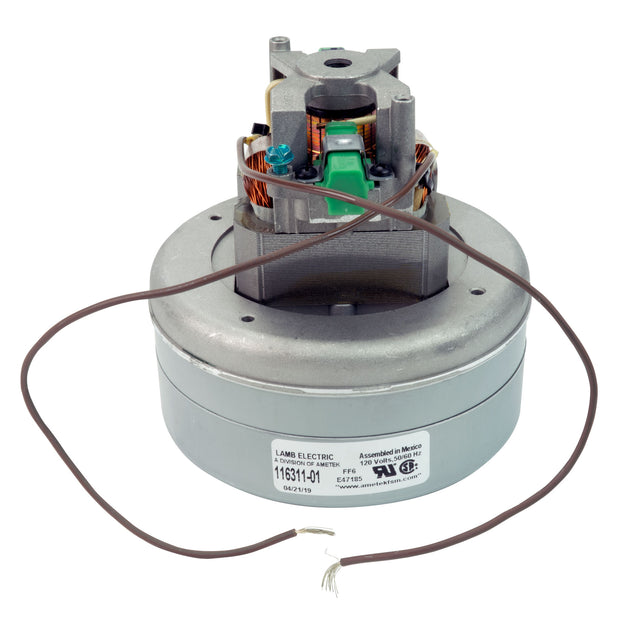 Thru-Flow Vacuum Motor - 5.7" dia - 2 Fans - 120 V - 8.3 A - 245 Airwatts - 93.7"  Water Lift - 95 CFM - Lamb / Ametek  116311-01 (B)