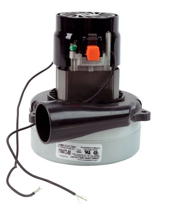 Tangential  Vacuum Motor - 5.7" dia - 2 Fans - 120 V - 11.7 A - 1365 W - 404 Airwatts - 106.7"  Water Lift - 112 CFM - Lamb / Ametek 116472-00 (B)