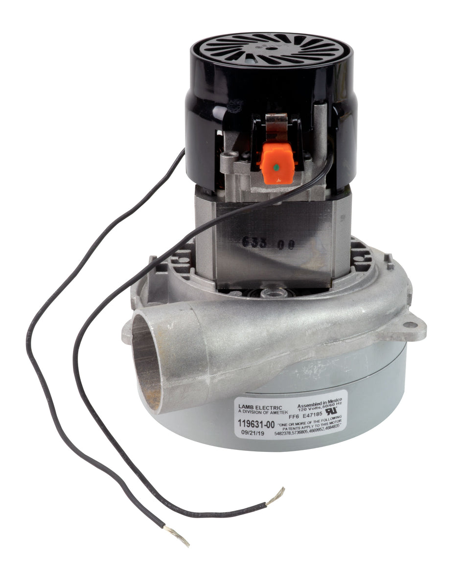 Tangential Vacuum Motor - 5.7" dia - 2 Fans - 120 V - 14.4 A - 1659 W - 515 Airwatts - 128" Water Lift - 114.5 CFM - Lamb / Ametek 040073